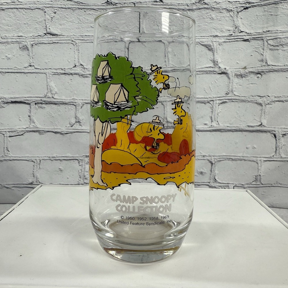 Vintage Peanuts Camp Snoopy Glass‎ McDonald's Charlie Brown Morning People